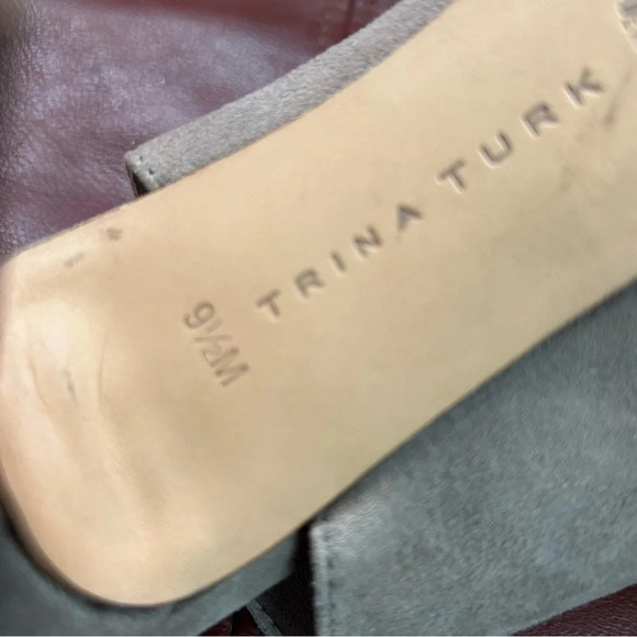 Trina Turk‎  Laguna Suede Leather Mules in Slate Taupe Size 9 1/2 - Picture 8 of 9